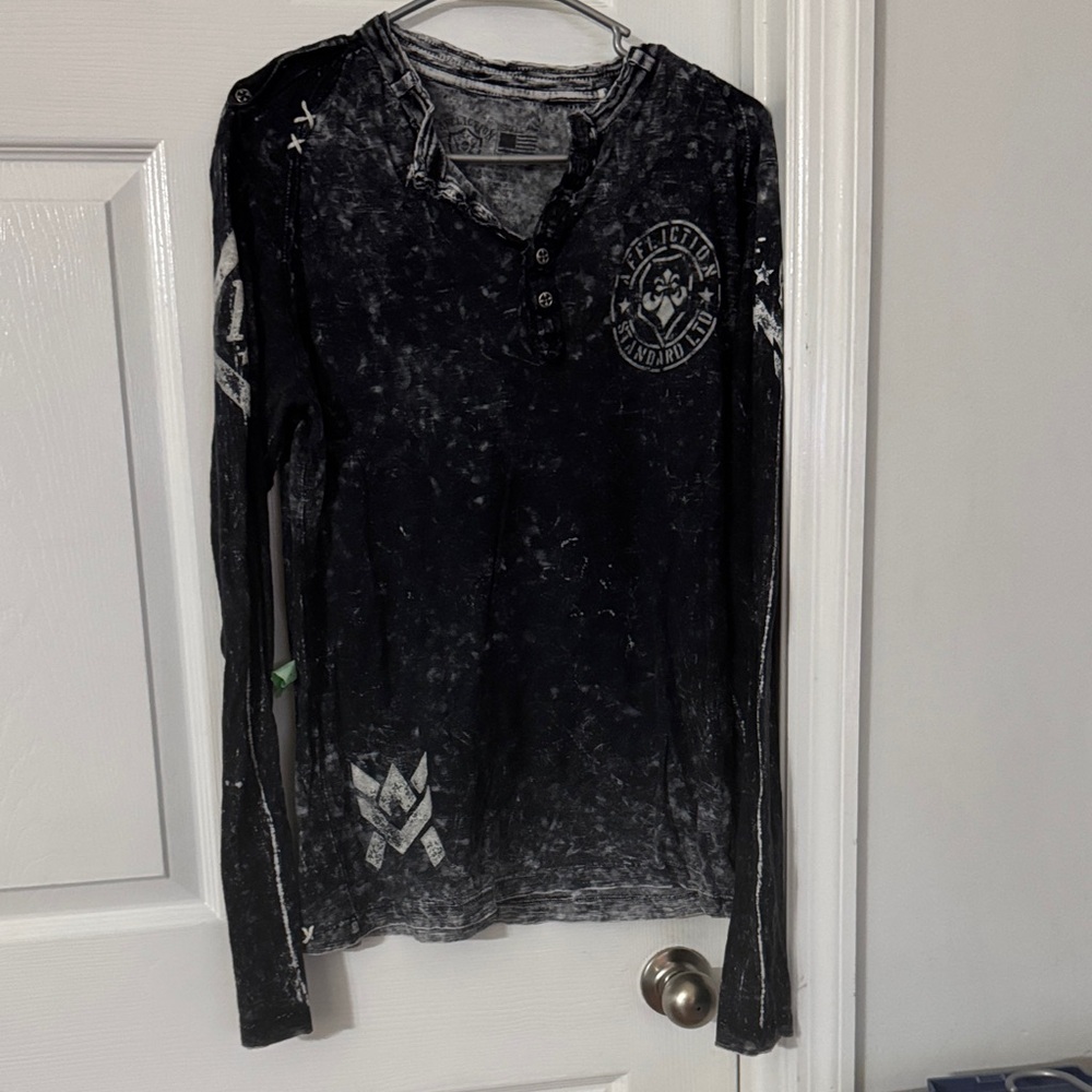 Affliction Black and Gray Long Sleeve Tee